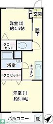 横浜スカイマンション 2Kの間取図画像