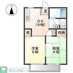 JR東北本線 栗橋駅 徒歩5分の賃貸アパート 1階2DKの間取り