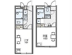 東武日光線 南栗橋駅 徒歩20分の賃貸アパート 1階1Kの間取り