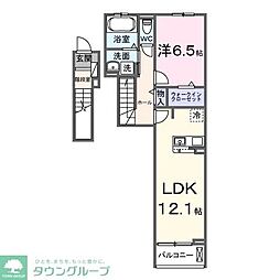 JR高崎線 桶川駅 徒歩22分の賃貸アパート 2階1LDKの間取り