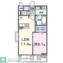 JR川越線 西大宮駅 徒歩10分の賃貸アパート 3階1LDKの間取り