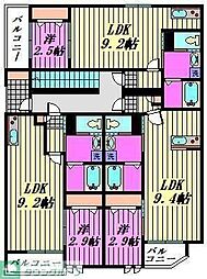 湘南新宿ライン宇須 蓮田駅 徒歩9分の賃貸アパート 3階1LDKの間取り