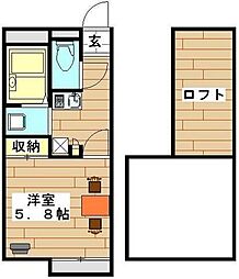 JR東北本線 東大宮駅 徒歩26分の賃貸アパート 1階1Kの間取り