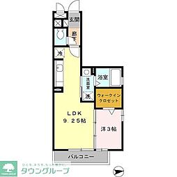 東武伊勢崎線 春日部駅 徒歩15分の賃貸アパート 2階1LDKの間取り