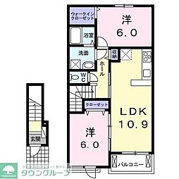 JR東北本線 白岡駅 徒歩24分の賃貸アパート 2階2LDKの間取り
