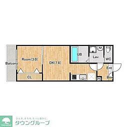 JR高崎線 北上尾駅 徒歩8分の賃貸アパート 1階1DKの間取り