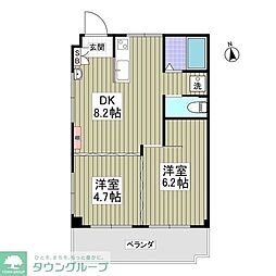 東栄マンション 2DKの間取図画像