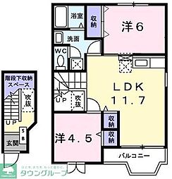 クロスローズ 2LDKの間取図画像