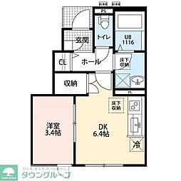 田村荘 1DKの間取図画像