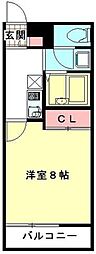 レオパレスカンパネラ 1Kの間取図画像
