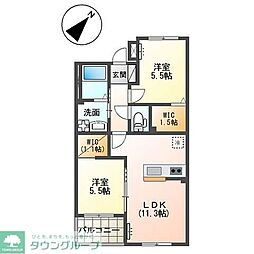 さいたま市見沼区大字東宮下アパート 2LDKの間取図画像