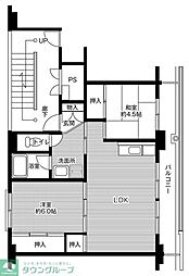 ビレッジハウスなかのめ2号棟 2LDKの間取図画像