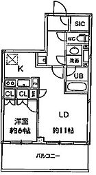 ドゥーエ大宮 1LDKの間取図画像