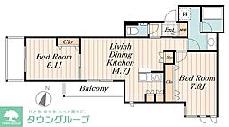 Ｌ’ｓ　Ｐｌｕｓ　豊玉南 1階2LDKの間取り