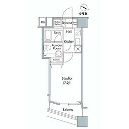ファーストリアルタワー新宿 12階1Kの間取り