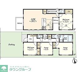 JR中央線 西荻窪駅 徒歩14分の賃貸一戸建て 2SLDKの間取り