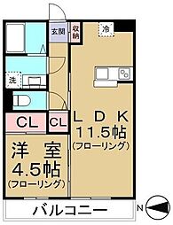 ビアンコ光が丘 3階1LDKの間取り
