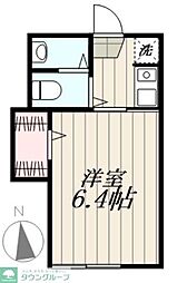 フラット大久保 2階1Kの間取り