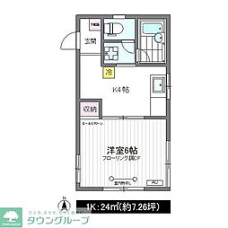 メゾンド林 1階1Kの間取り
