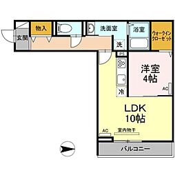 ロイジェント井荻C棟 2階1LDKの間取り