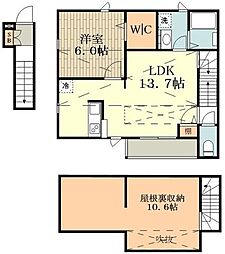 プラターヌ西荻 1LDKの間取図画像