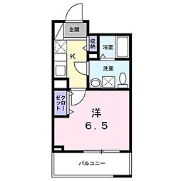 西武新宿線 新井薬師前駅 徒歩4分の賃貸マンション 2階1Kの間取り