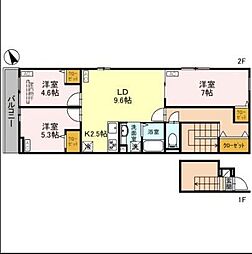 セレスティア松が丘 2階3LDKの間取り