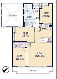 ライオンズマンション京成大久保 3LDKの間取図画像