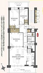マープル津田沼スカイハイツA棟 3LDKの間取図画像