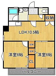 第四共立ビル 2LDKの間取図画像