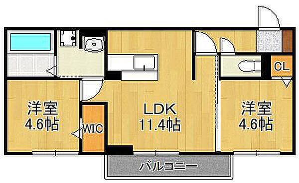 ＡＵＲＡＬＥＥ足立 ｜福岡県北九州市小倉北区足立1丁目(賃貸アパート2LDK・3階・48.11㎡)の写真 その2