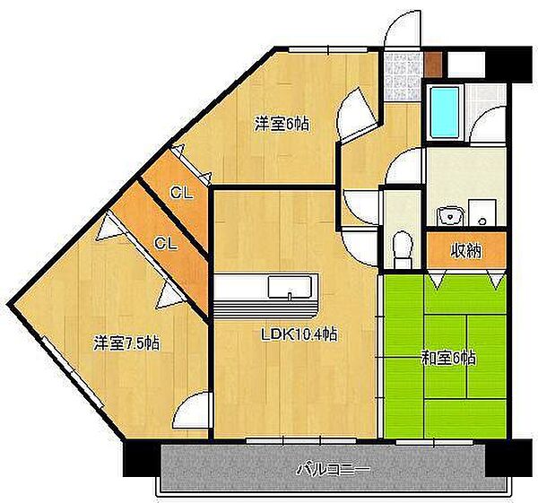 フィオレンティーナ ｜福岡県北九州市小倉北区片野4丁目(賃貸マンション3LDK・13階・65.84㎡)の写真 その2