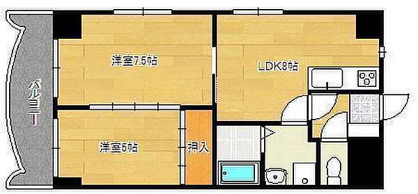 ロイヤルエレガンス ｜福岡県北九州市小倉北区片野4丁目(賃貸マンション2LDK・4階・43.87㎡)の写真 その2