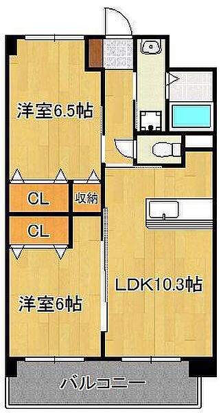 エヴァーグリーンＮ ｜福岡県北九州市小倉北区東篠崎2丁目(賃貸マンション2LDK・8階・52.20㎡)の写真 その2