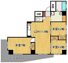 リクシア足原  ｜ 福岡県北九州市小倉北区足原1丁目（賃貸マンション3LDK・2階・61.15㎡） その2