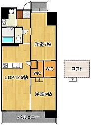 サンシャイン・キャナル小倉 14階2LDKの間取り