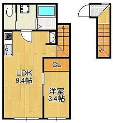 ロデスマン三萩野 1LDKの間取図画像
