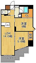 ウイングス城野駅前 2LDKの間取図画像