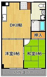 サンコーポ熊本 2DKの間取図画像