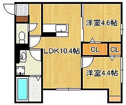 ザ・レジデンスBonjonoWest 2LDKの間取図画像