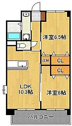エヴァーグリーンN 2LDKの間取図画像