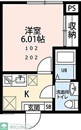 ＢＲＩＸ葛城（ブリックス葛城） 2階1Kの間取り