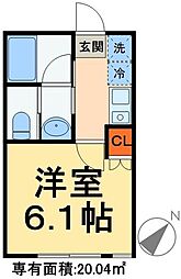 イーストランド稲毛 2階1Kの間取り