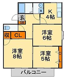 京成松戸線 滝不動駅 徒歩13分の賃貸アパート 1階3Kの間取り