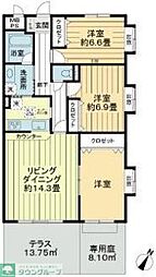 ライオンズマンション船橋飯山満台二番館 1階3LDKの間取り