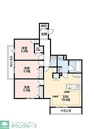 JR総武線 稲毛駅 徒歩11分の賃貸マンション 3階3LDKの間取り