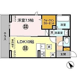 D-ROOM花園 1階1LDKの間取り
