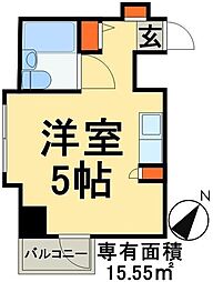 JR常磐線 松戸駅 徒歩3分の賃貸マンション 1階ワンルームの間取り
