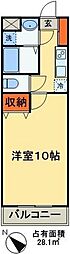 カーサノザキVII 2階1Kの間取り