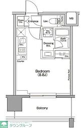 ザ・パークハビオ行徳駅前 4階ワンルームの間取り